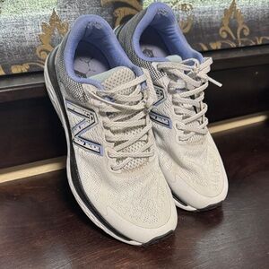 New Balance Women's Cream and Blue Athletic Shoes